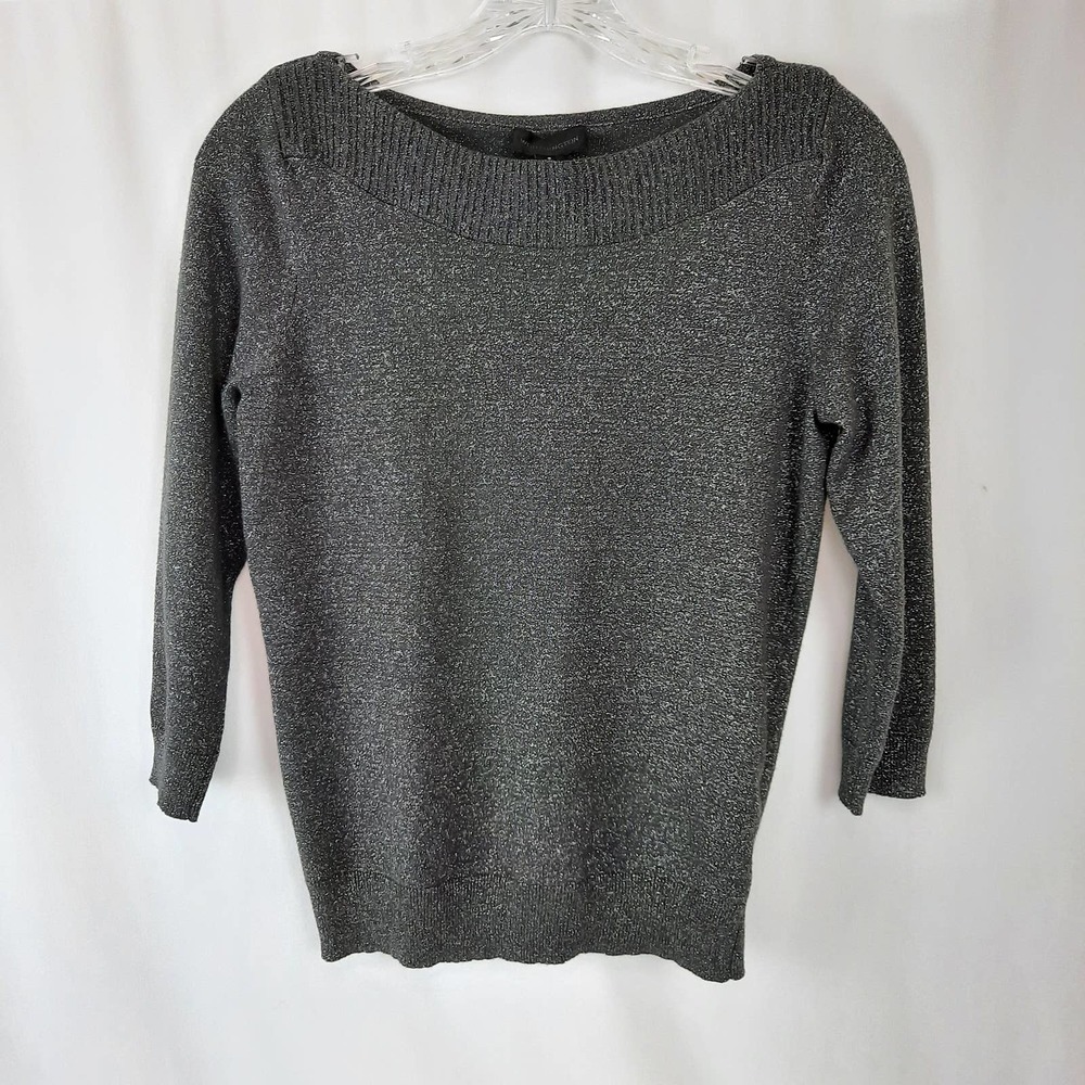 Worthington Metallic Gray 3/4 Length Sleeve Top, Small